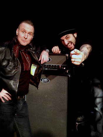 EBS Artist Jonas Reingold and Mike Portnoy with the EBS rig on the tour.