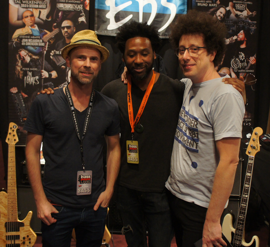 Ralf from EBS with EBS pedal artists Joel Whitley (Everlast, Stevie Wonder etc) and Justin Meldal-Johnsen (Beck, NIN etc)