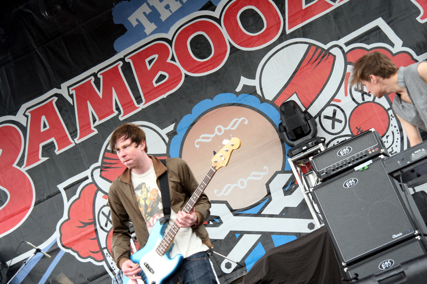 Bass player Johan Bengtsson with an EBS Classic rig on stage.