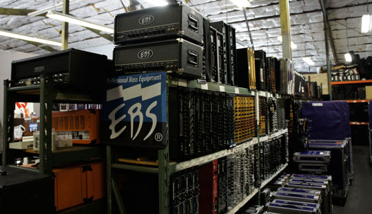 Bass amp department at Centerstaging Los Angeles.